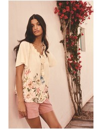 NEXT - Short Sleeve Tie Neck Bardot Top