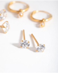 Lovisa - Gold Plated Sterling Silver Cubic Zirconia Stud & Hoop Pack Earring