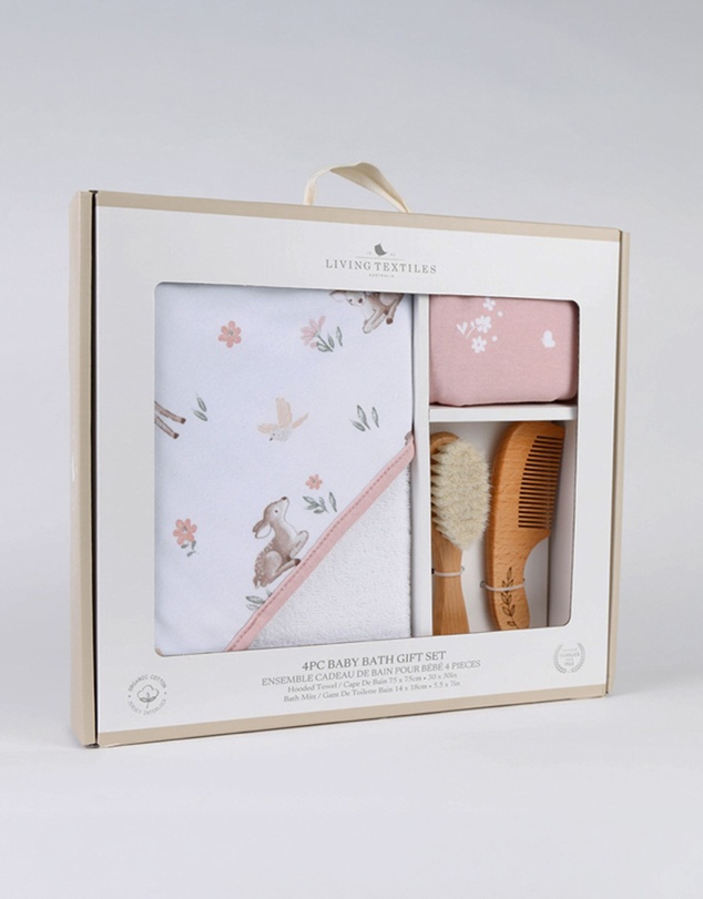 Living Textiles - 4pc Baby Bath Gift Set - Fawn Fables