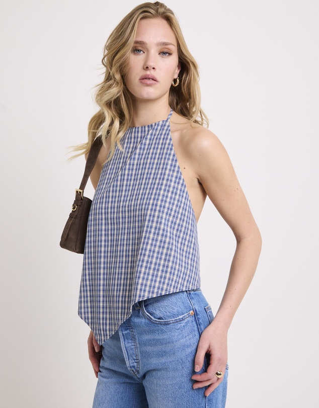 Subtitled - Iluka Check High Neck Top