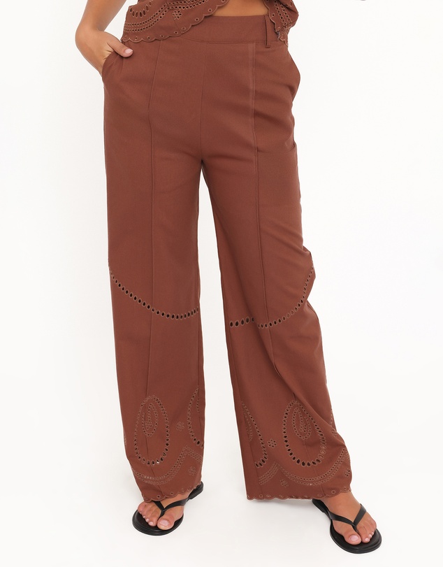 Petal & Pup - Dalia Eyelet Pant - Brown
