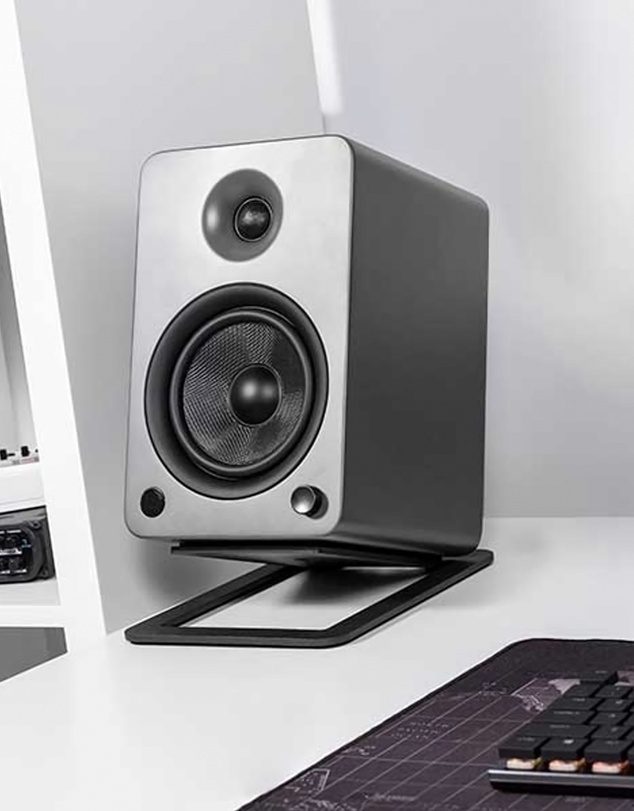 iWorld - Kanto S6 Angled Desktop Speaker Stands for Large Speakers - Pair, Black