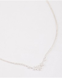 Lovisa - Silver Plated Cubic Zirconia Dainty Cup Chain Floral Necklace