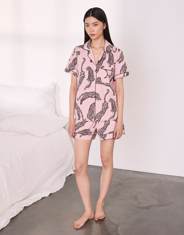 Chelsea Peers - Organic Cotton Lino Leopards Short Pyjama Set