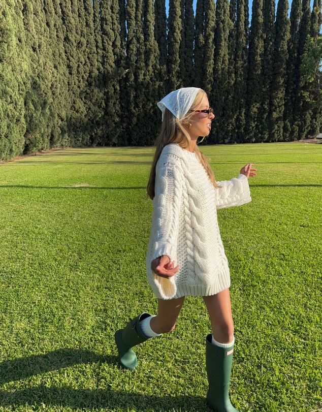 Beginning Boutique - Thursdays Cream Cable Knit Sweater Dress