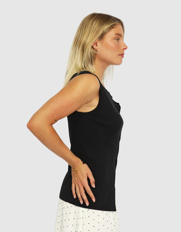 Belle & Bloom - Close To You Ribbed Button Up Sleeveless Vest