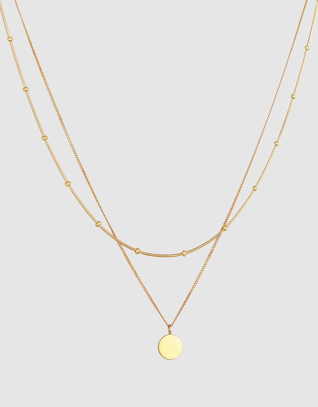 Elli Jewelry - Filigree Round Pendant Layered Necklace in Gold-Plated 925 Silver