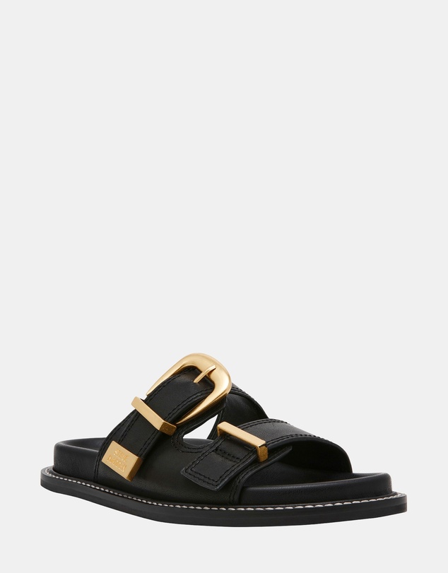 Steve Madden - Arch Black Leather Sandals