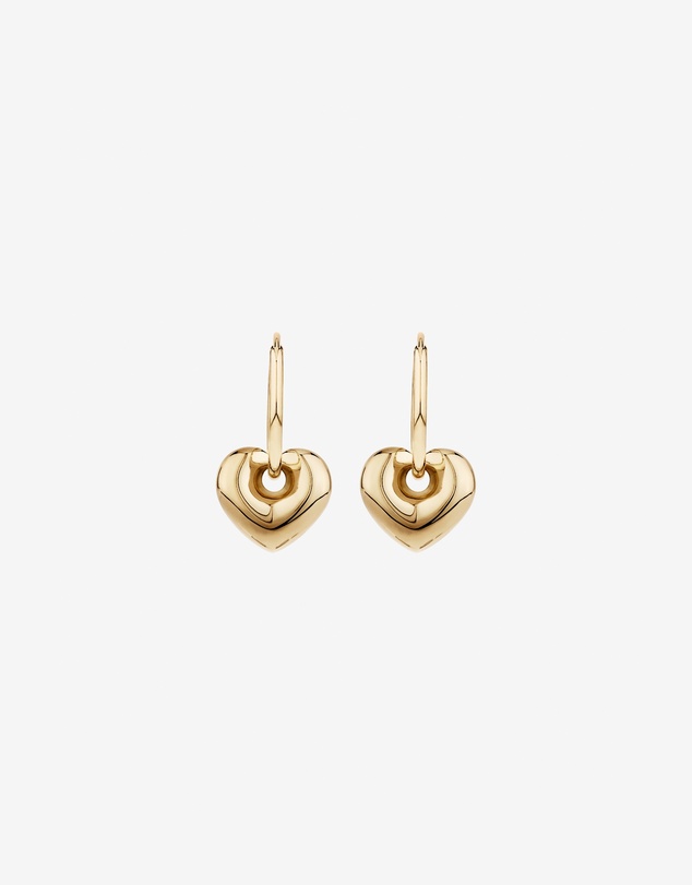 Michael Hill - Heart Drop Hoop Earrings in 10kt Yellow Gold