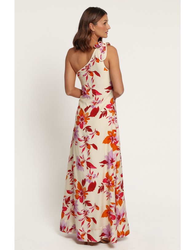 Petal & Pup - Carla One Shoulder Midi Dress - Orange Pink Floral