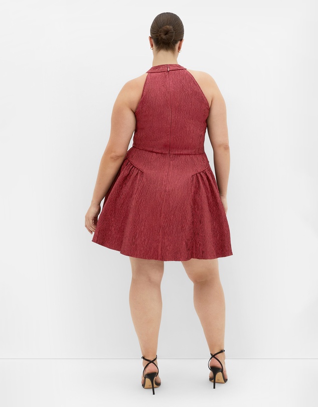 City Chic - Halter Jacquard Mini Dress