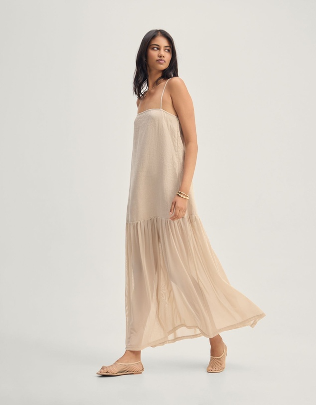 Oxford - Kristel Linen And Mesh Dress