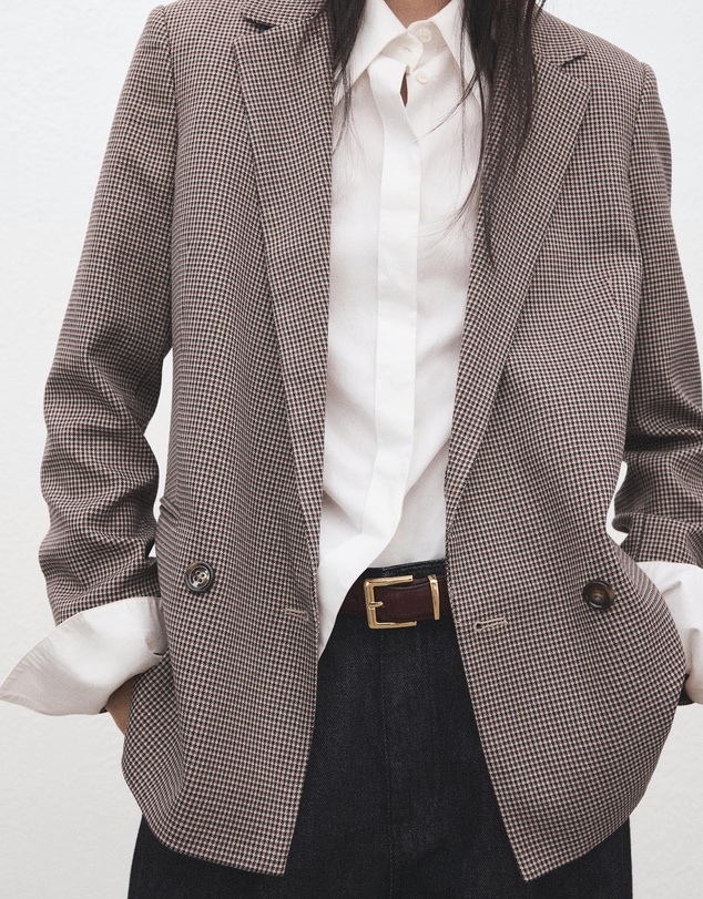M.N.G - Double-Breasted Micro-Houndstooth Jacket