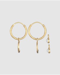 Elli Jewelry - Earrings Creoles Crescent Moon Set Pendant with Moonstone in 925 Sterling Silver Gold Plated