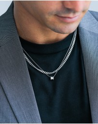 Kuzzoi - ICONIC EXCLUSIVE - Classic Curb Chain Necklace in Oxidised 925 Sterling Silver