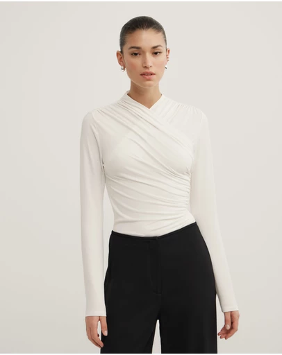 Witchery - Wrap Long Sleeve Jersey Top