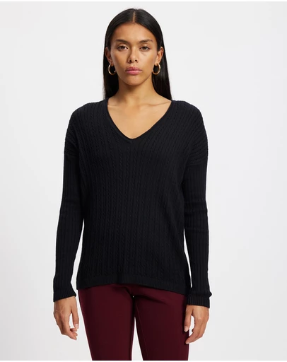 Lindsay Nicholas New York - V-Neck Cable Sweater