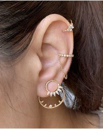 Wanderlust + Co - Pave Drop Chain Gold Ear Cuff