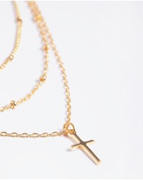 Lovisa - Gold Plated Brass Layered Cross Necklace