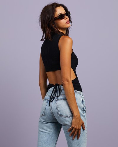 No Boundaries Backless Knit Top