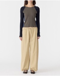 Bassike - Drawstring Detail Pull On Pants