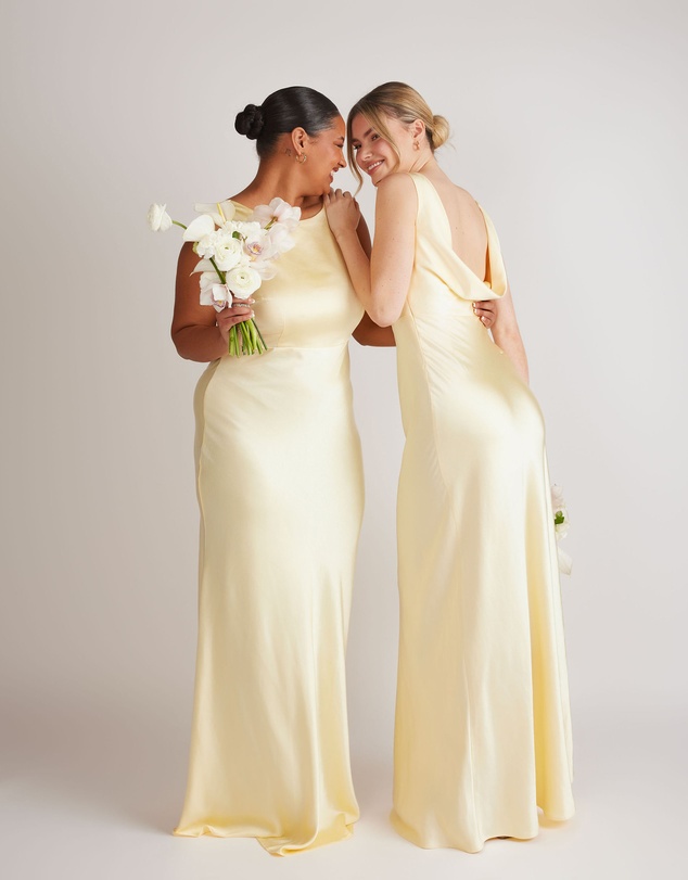 Six Stories - Cowl Back Satin Bridesmaid Dress