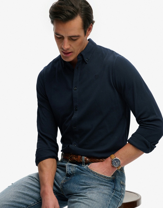 Superdry - Vintage Destroy Pique Long Sleeve Shirt