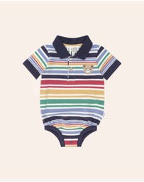 Huxbaby - Rainbow Stripe Polo Romper - Babies