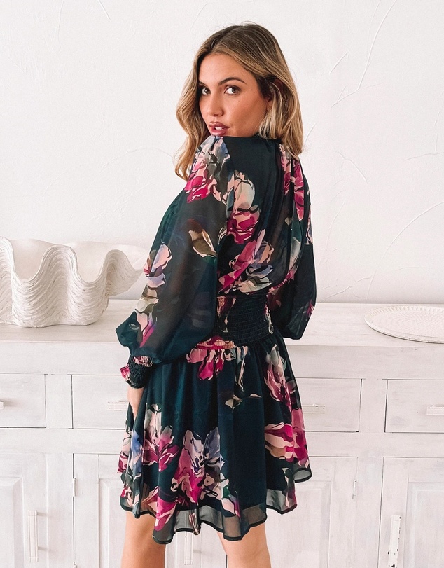 Esther & Co - Neary Dress - Emerald Floral