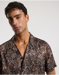 Calibre - Relaxed Camp Collar Shirt Chocolate