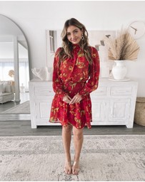 Esther & Co - Neary Dress - Red Watercolour