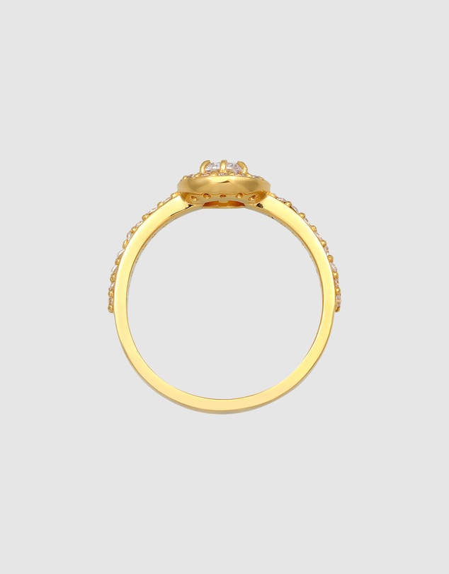 Elli Jewelry - Zirconia Solitaire Engagement Ring in Gold-Plated 925 Silver