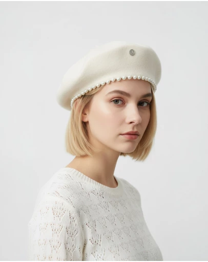 Mossée - Alina Pearl Beret Wool Hat