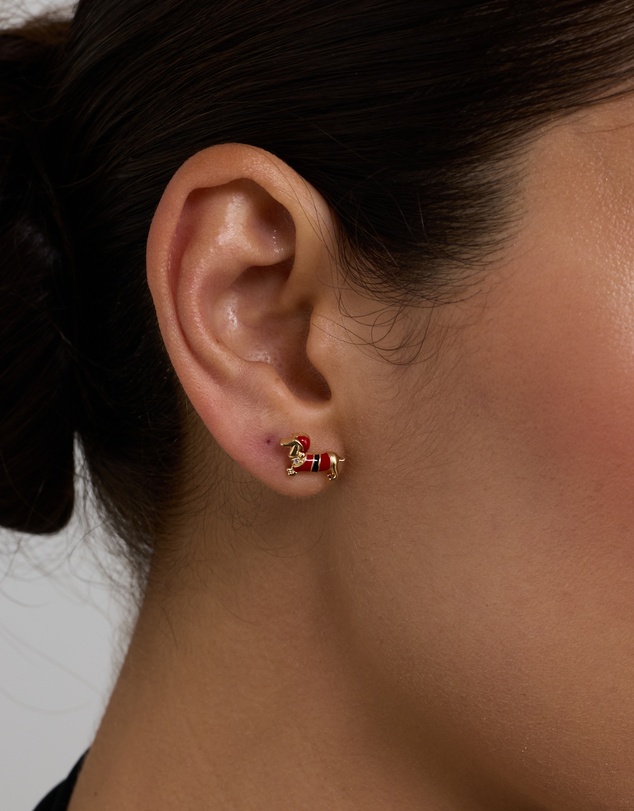 Michael Hill - Dachshund Christmas Stud Earrings with Cubic Zirconia in 18kt Yellow Gold Vermeil