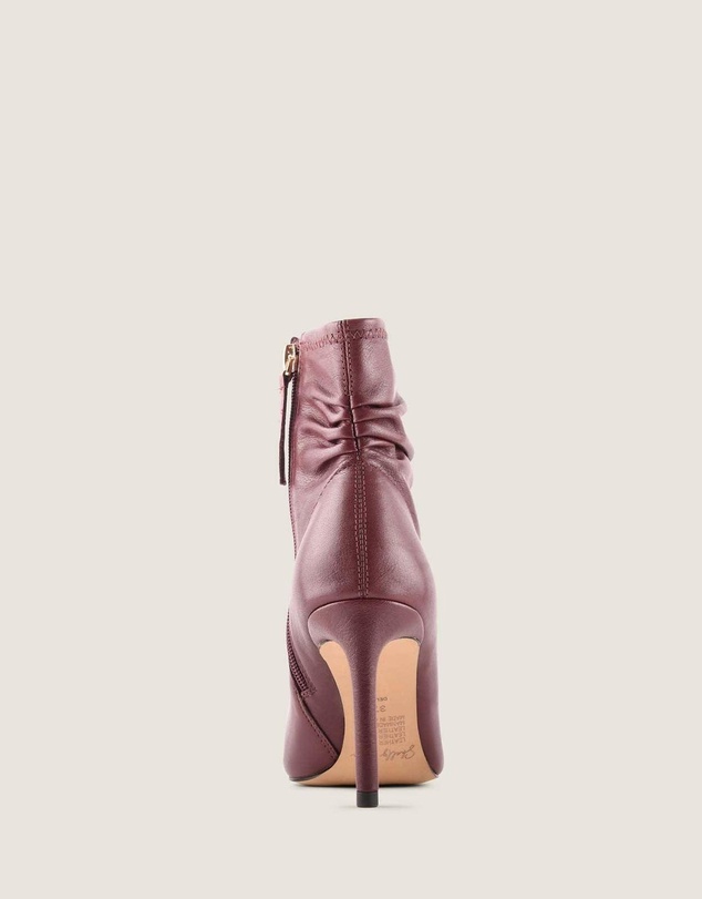 Shelly Shen - Delta Heel Ankle Boots Burgundy Leather