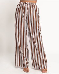 Petal & Pup - Thalia Wide Leg Pant - Chocolate Stripe