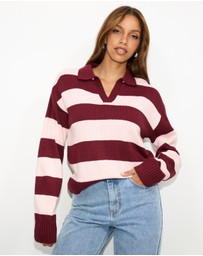 Dazie - Freya Stripe Knit Polo