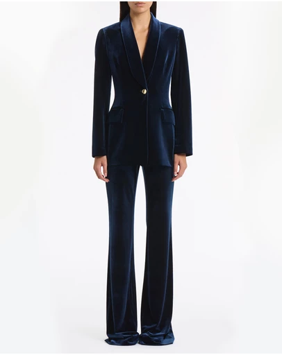 Carla Zampatti - Navy Velvet Shawl Collar Jacket