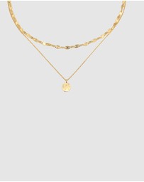 Elli Jewelry - Necklace Choker Layer Platelet Pendant Vintage in 925 Sterling Silver Gold Plated