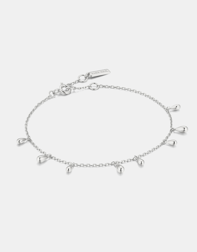 Ania Haie - Silver Polished Teardrop Dangle Station Bracelet