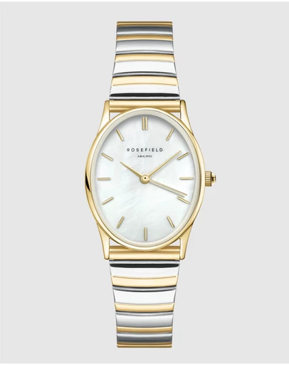 Rosefield - The Oval Two-Tone Half Moon Bracelet Watch