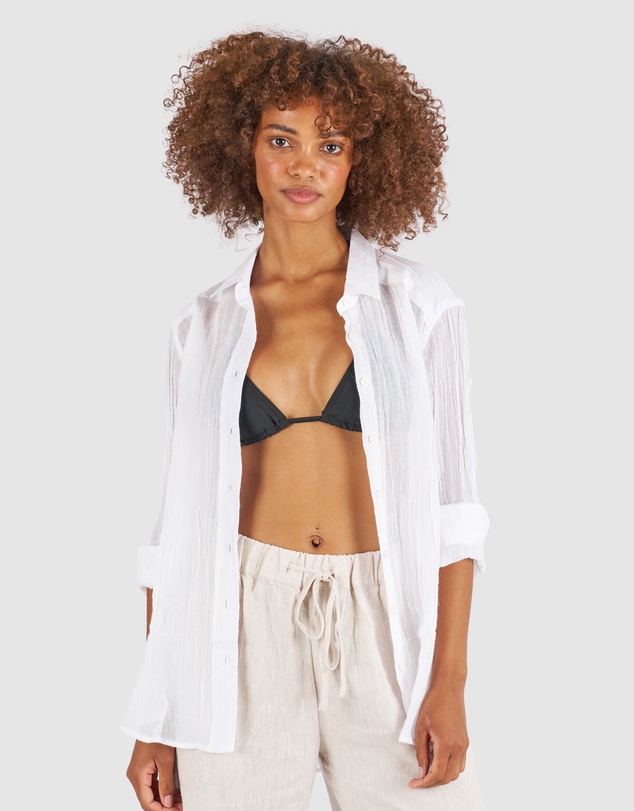 CAMIXA - Crinkle Oversized Linen Shirt
