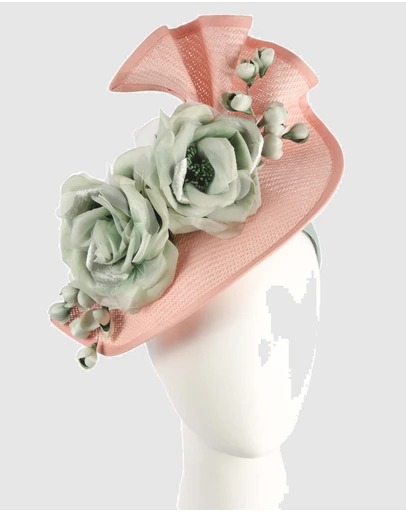 Fillies Collection - Bespoke Sculpted Coral Mint Racing Fascinator