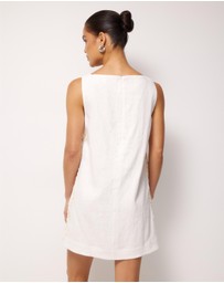AERE - Quinn Embroidered Linen Mini Dress
