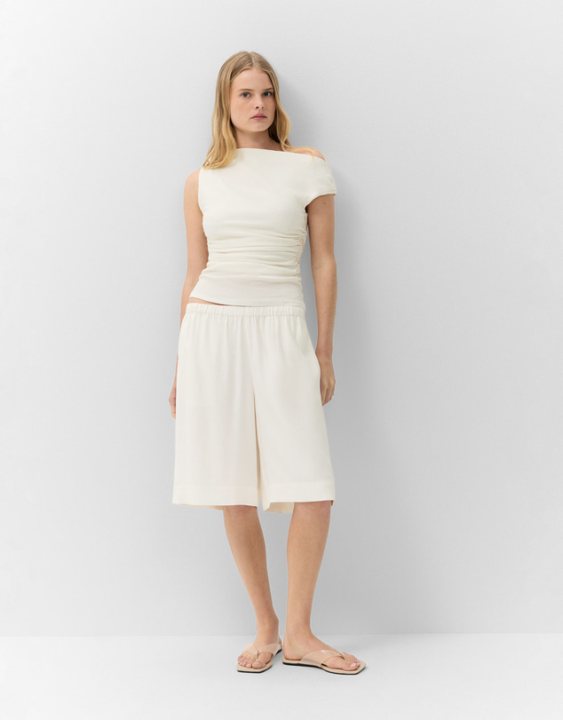 UNISON - Textured Drape Shoulder Top