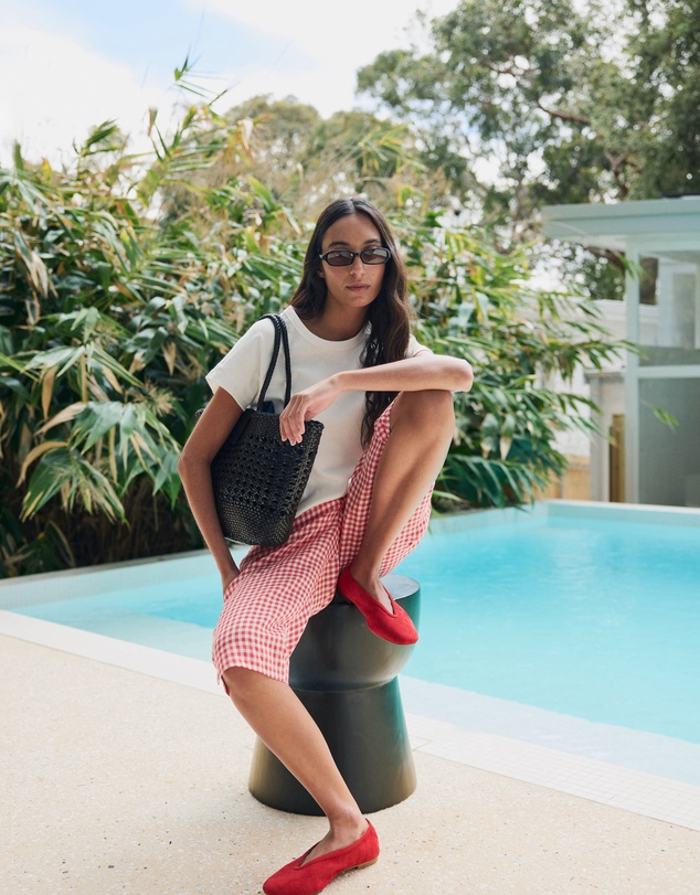 AERE - Romy Linen Gingham Capri