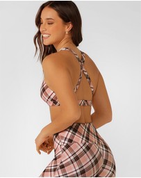 Lorna Jane - Sorbet Plaid Rib Sports Bra