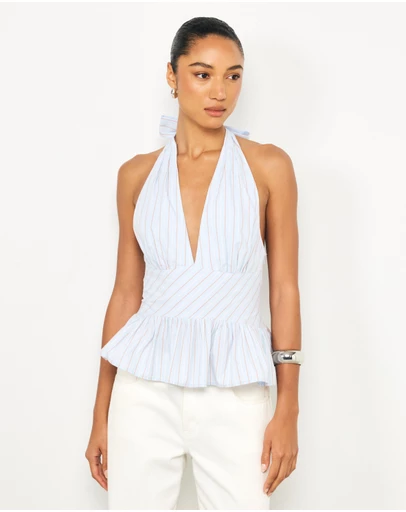 AERE - Halle Striped Halter Top