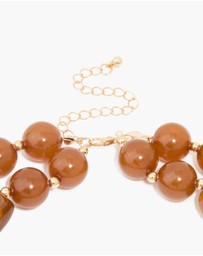 Lovisa - Brown Acrylic Beaded Long Layered Necklace