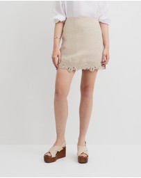 Country Road - Linen Scalloped Skirt